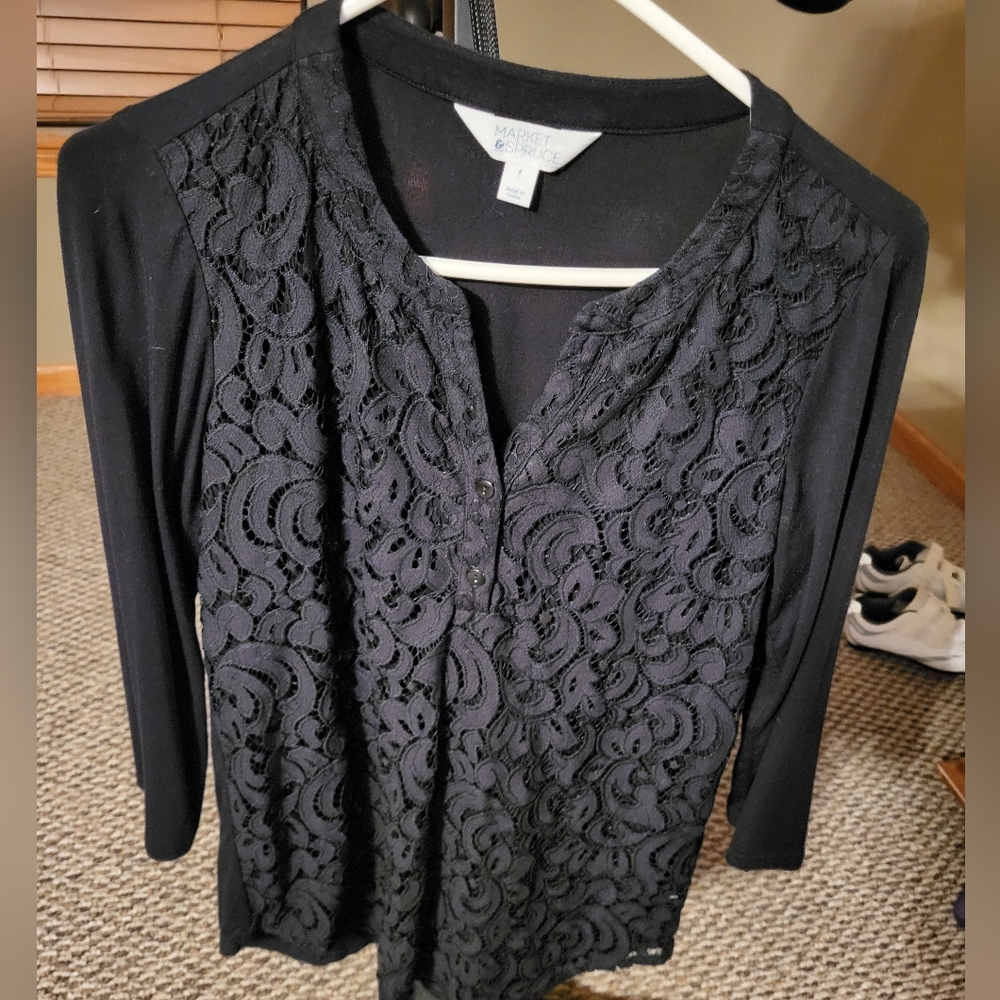 Black Lace Detail Top